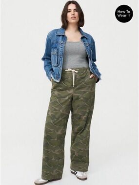 torrid Olive Camo Wide-Leg Drawstring Pants 2T